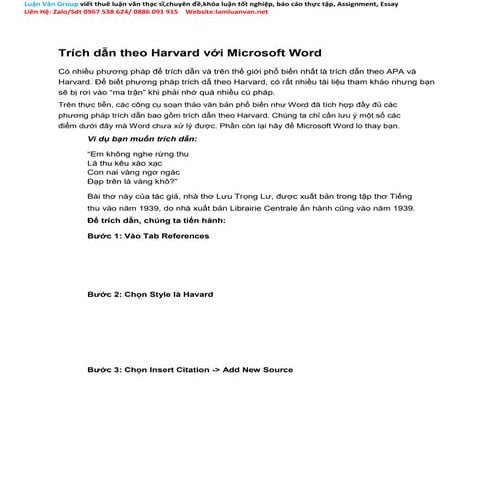 Trích dẫn theo Harvard với Microsoft Word