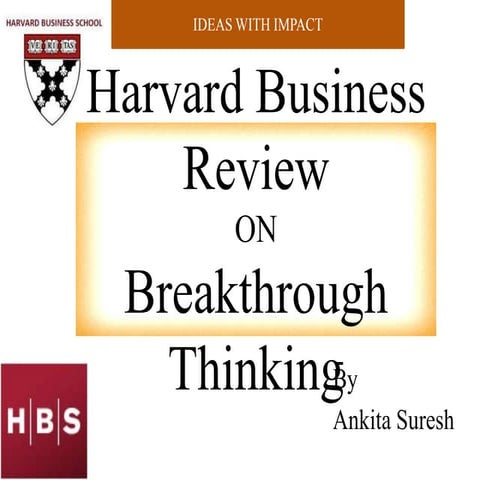 Harvard business review on breakthrough thinking