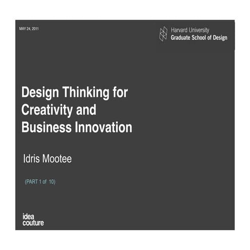 Harvard GSD Design Thinking Seminar- Idris Mootee (part 1of10)