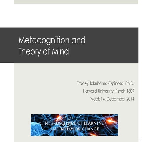 Metacognition and Theory of Mind. By Tracey Tokuhama-Espinosa. December 2014