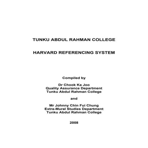 tarc Harvard referencing system 