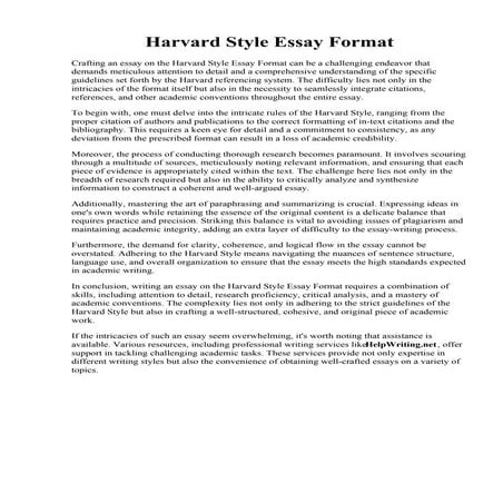 Harvard Style Essay Format. 013 Harvard Essays Essay Example Cv Template Medi...