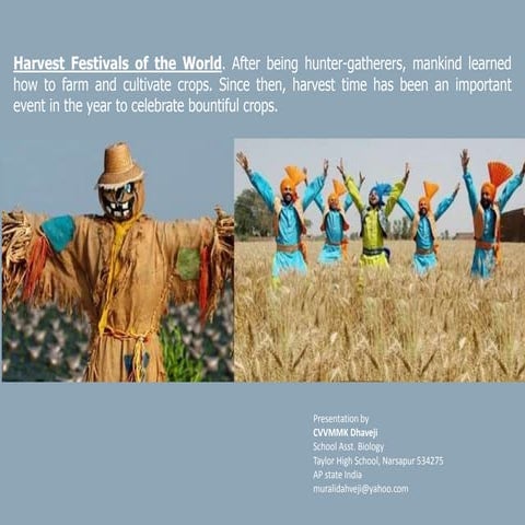 Harvest festivals of the world finalised