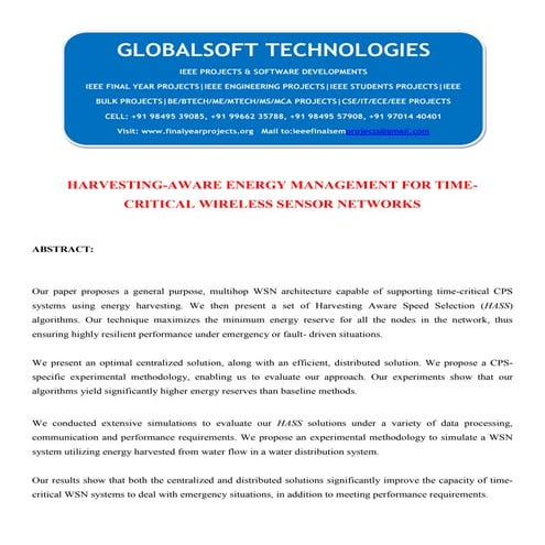Harvesting aware energy management for time-critical wireless sensor networks
