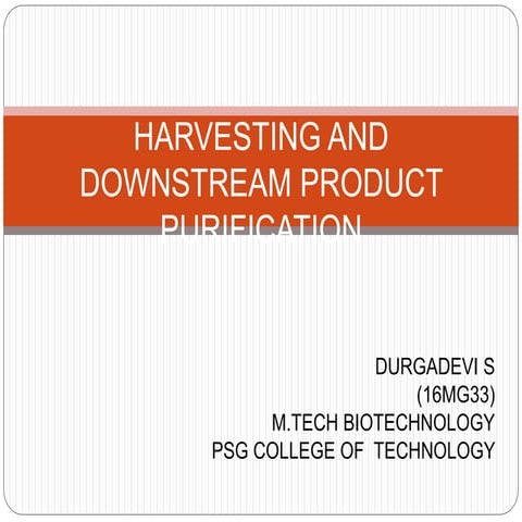 Harvesting and downstream product purification