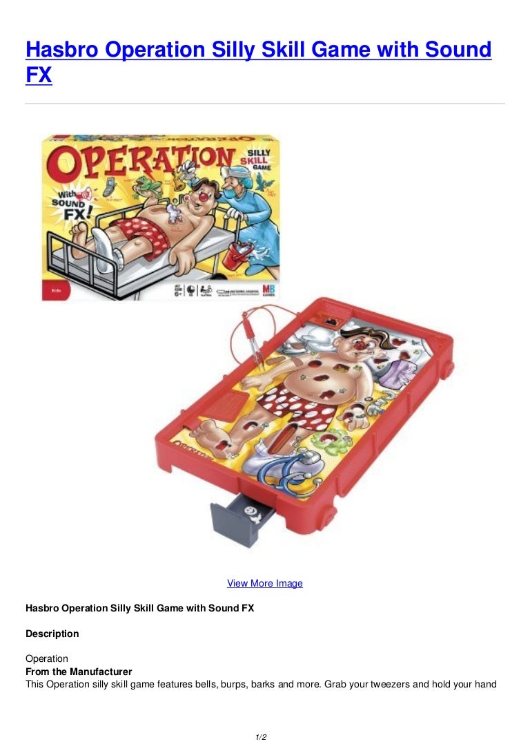 Hasbro operation silly skill game with sound fx