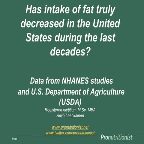 Has fat intake truly decreased in us
