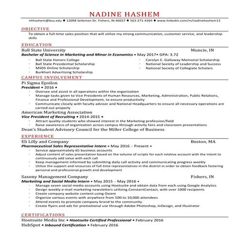 Nadine Hashem's Resume | PDF