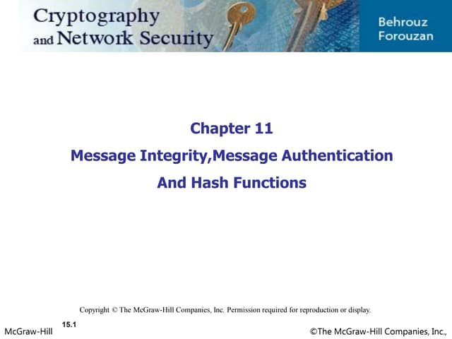 Cryptographic Hash Functions message auhentication