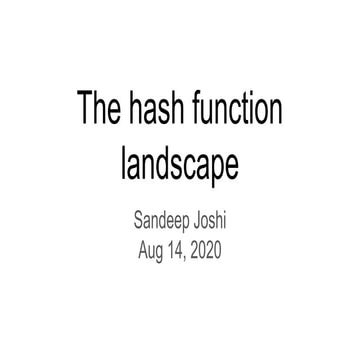 Hash function landscape