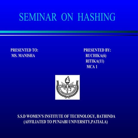 Hashing in DS | PPT