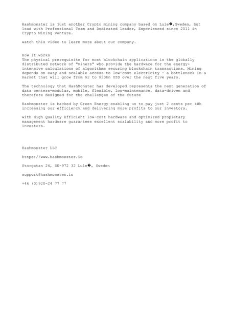 Hashmonster presentations