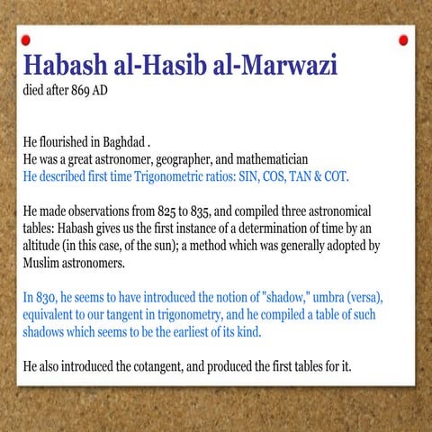 Habash al-Hasib al-Marwazi (9th-century muslim astronomer) | PPT