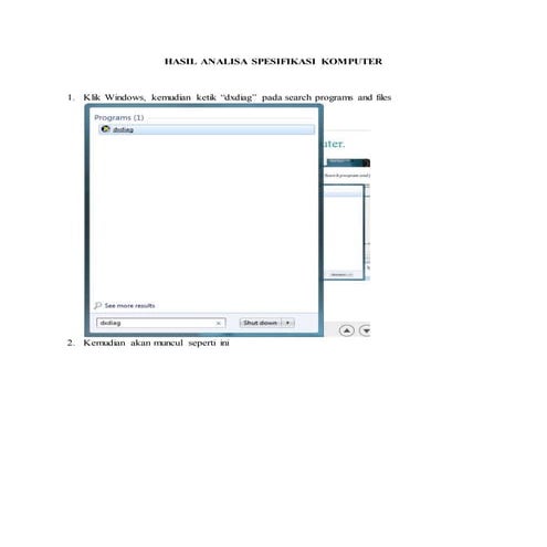 Hasil analisa spesifikasi komputer