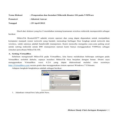 Instalasi Mikrotik RouterOS pada VirtualBox