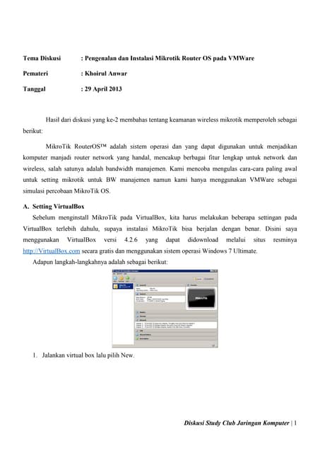 Instalasi Mikrotik RouterOS pada VirtualBox | PDF