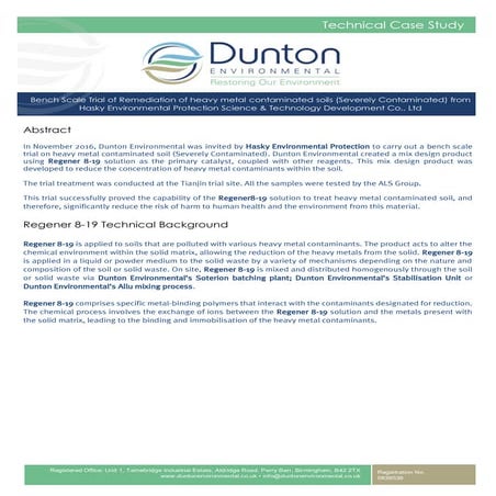 Hasky（哈斯基）重金属污染土壤（严重污染）修复的小型试验