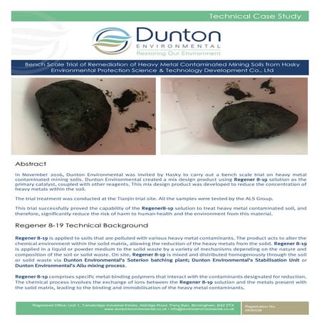 Hasky（哈斯基）环保科技发展有限公司的重金属污染矿山土壤修复试验研究