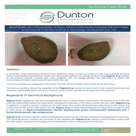 Hasky（哈斯基）环保科技发展有限公司重金属污染工业土壤修复试验