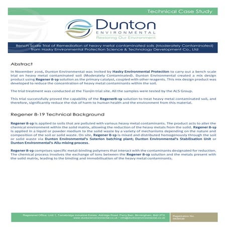 Hasky（哈斯基）重金属污染土壤（中度污染）修复试验