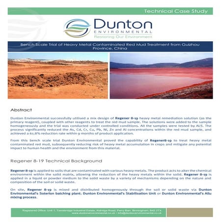 中国贵州省重金属污染赤泥处理试验研究