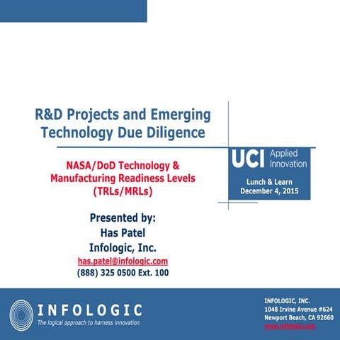 R&D Projects and Emerging Technology Due Diligence using NASA/DoD Technology ...