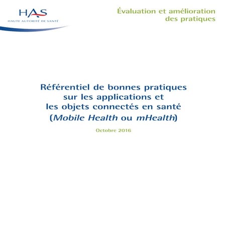 HAS : Référentiel de bonnes pratiques sur les applications et les objets conn...
