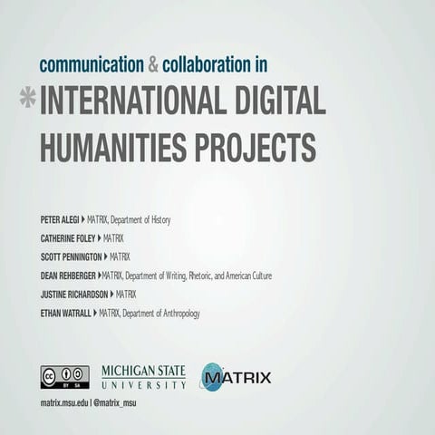 Communication & Collaboration in International Digital Humanities Projects