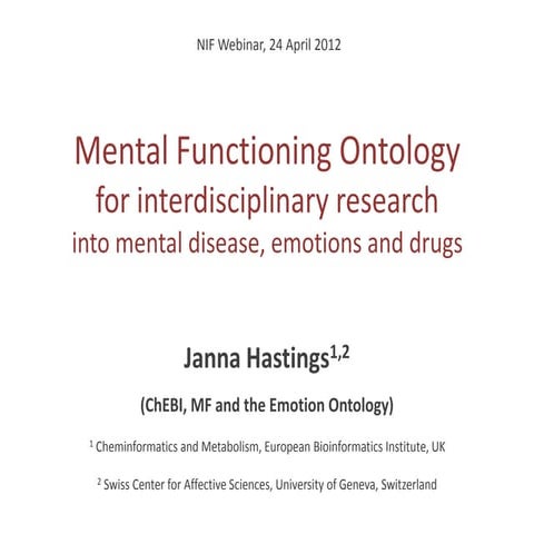 Mental functioning ontology for interdisciplinary research into mental diseas...