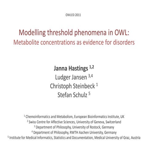 Modelling metabolite concentrations in OWL using Pronto