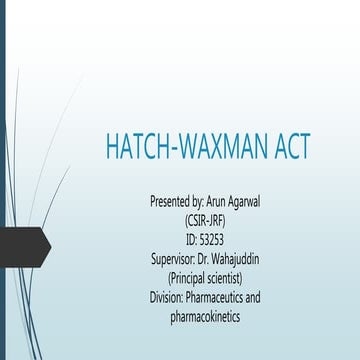 Hatch waxman act