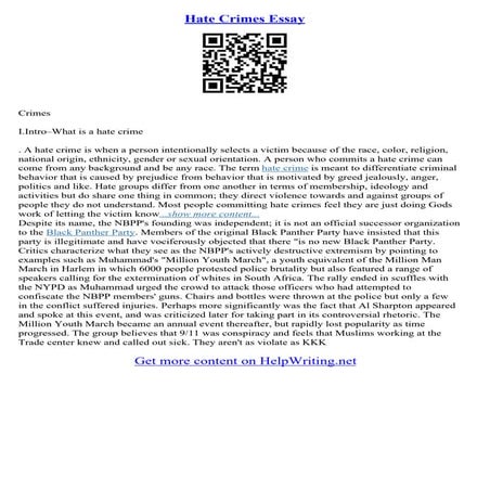 Hate Crime Essay
