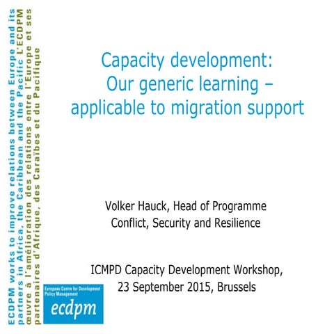 Migration - delivering capacity building to EU partner countries