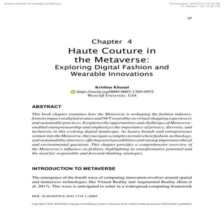 Haute Couture in the Metaverse: Exploring Digital Fashion and Wearable Innova...