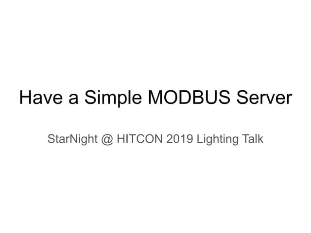 Have a Simple Modbus Server
