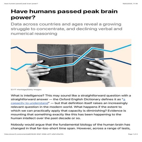 Have humans passed their peak brain power