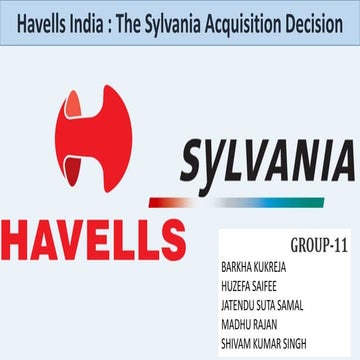 Havells India : The Sylvania Acquisition Decision