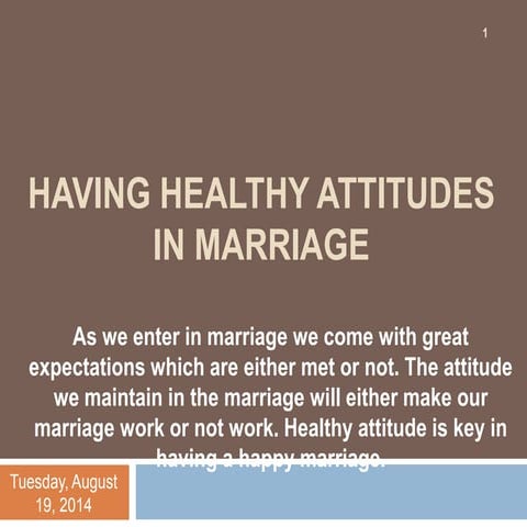 Having Healthy Attitudes in Marriage