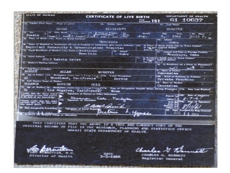 Real Hawaii birth certificate
