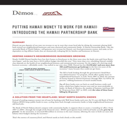 Proposal for a Hawaii State Bank