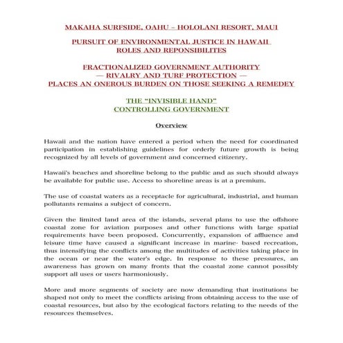 Hawaii Shoreline and Beach Erosion - Vexatious Government Process - Onerous E...