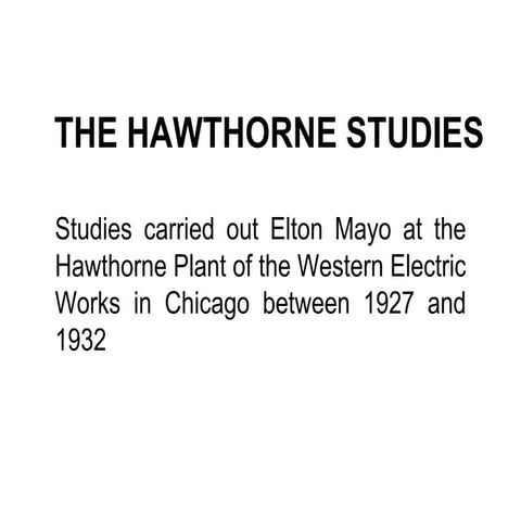 Hawthrone Studies