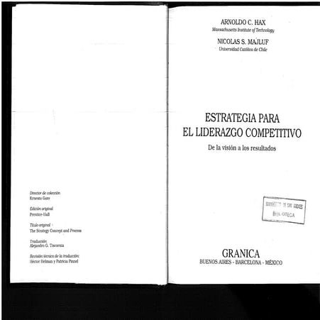 Hax  majluf. estrategia para el liderazgo competitivo. cap.2