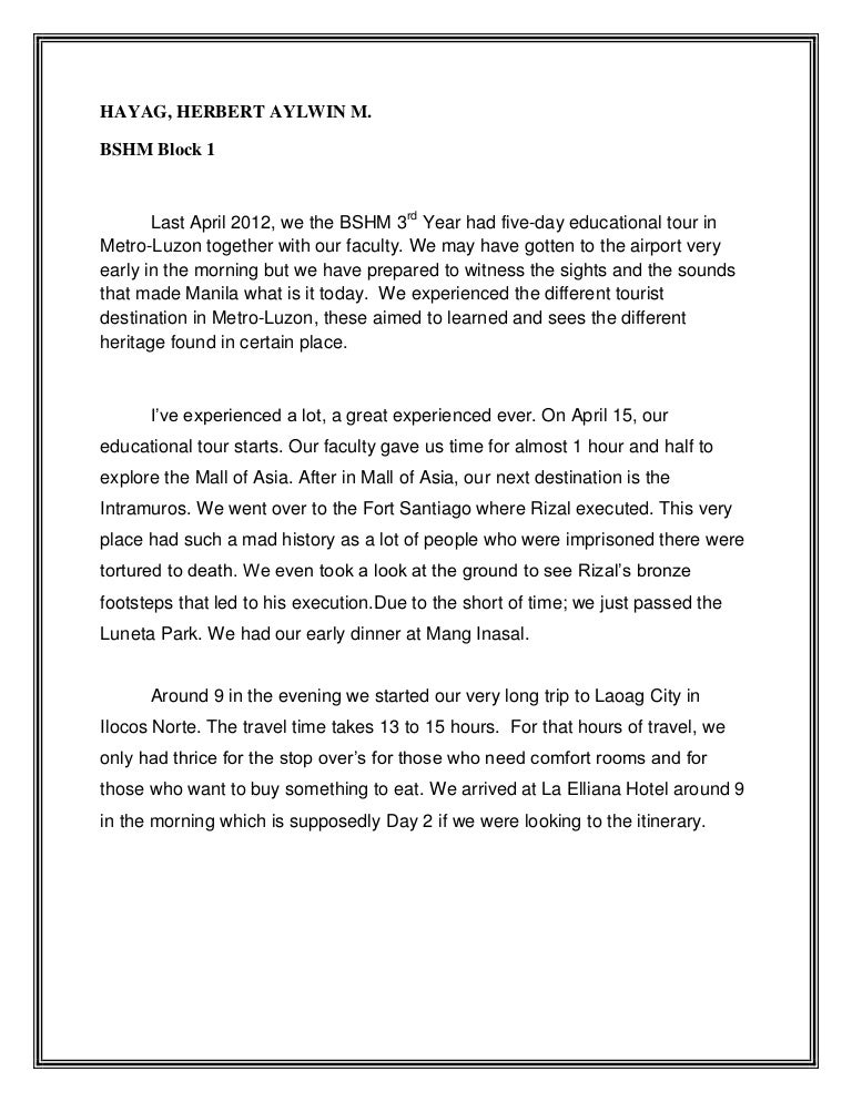 trip essay examples