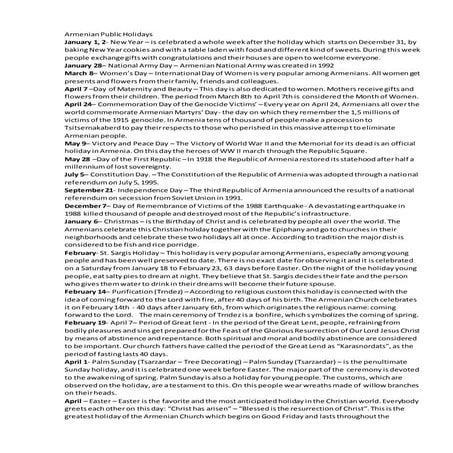 Armenian holidays | PDF
