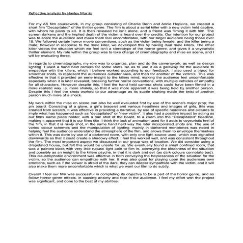 Reflective Analysis example (FM1)