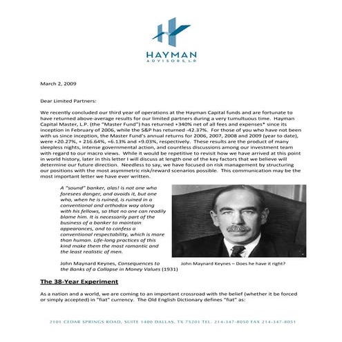 Hayman capital march 2009