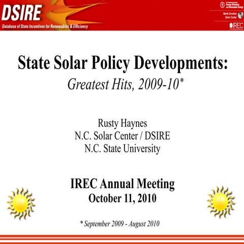 State solar policy developments: greatest hits 2009-2010