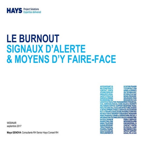 Webinar Le burn-out : signaux d’alerte, moyens d’y faire face