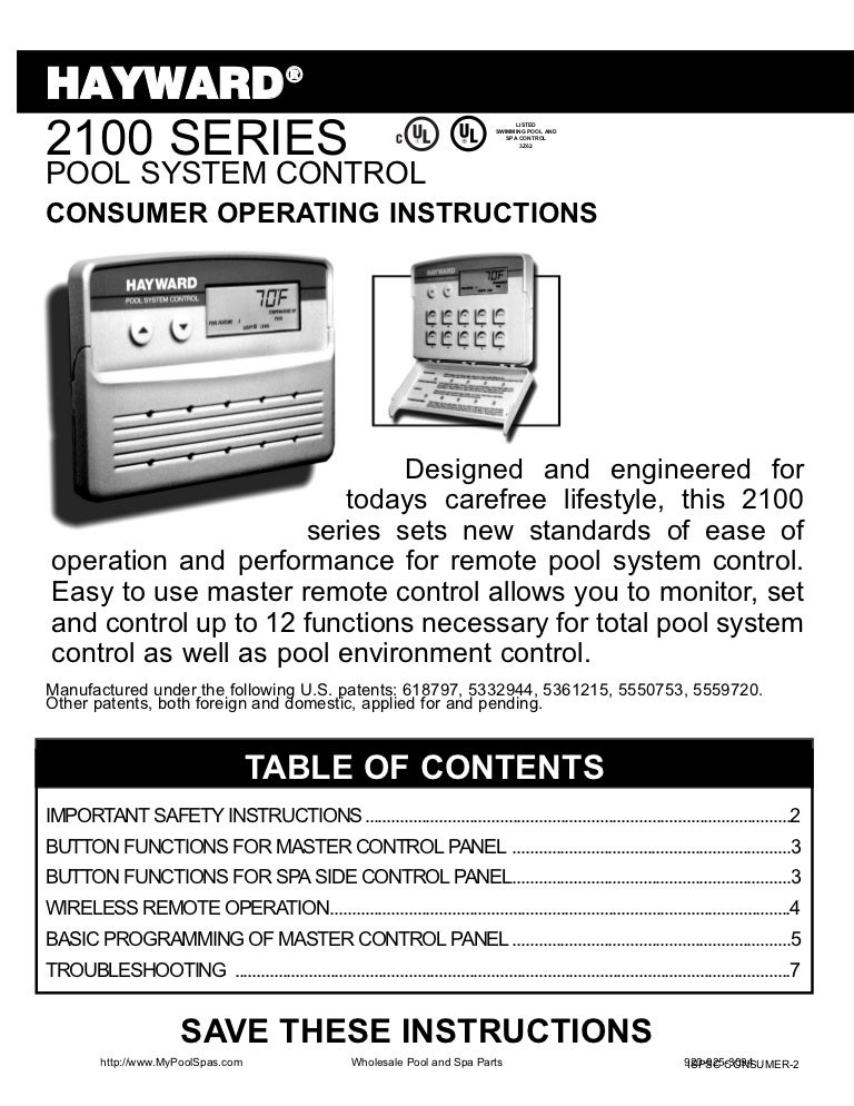 Hayward controls 2100_operating